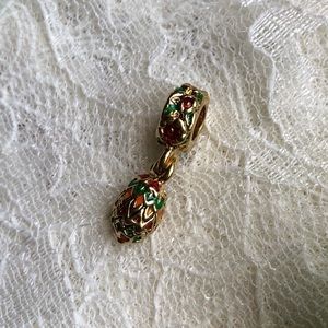 Vintage Easter Egg Charm; heavy and Detailed: Goldtone and Bright Enamel Colors